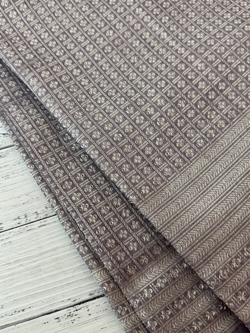 Banarasi semi katan saree in silver zari MS14667- DuskyMauve