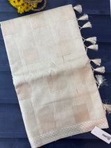 Blended tussar saree with embriodery - MS8665 Cream