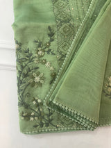 Handworked Tissue silk saree FBLK162 DustyGreen