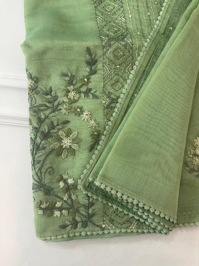 Handworked Tissue silk saree FBLK162 DustyGreen