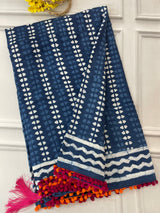 Pure mul cotton hand block printed saree SKSRMY