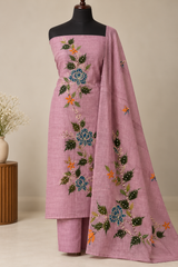 Unstitched Chanderi suit Set with kanta work- MK172