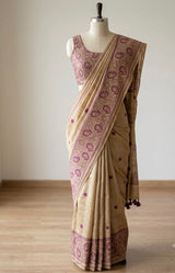 Matka Blended Tussar silk saree with kanta inspired thread work-  MS4800(2)