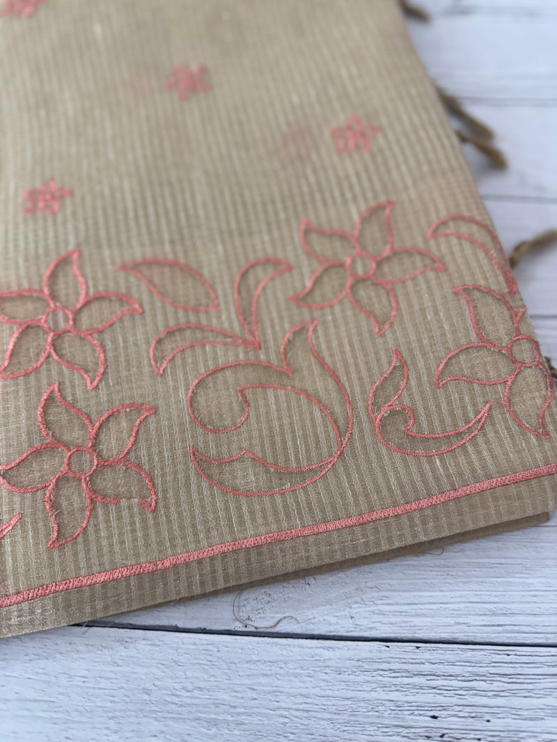 Tissue silk saree with applique work MTSS987