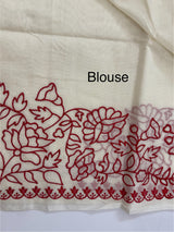 Mul chanderi embriodery saree MSH301 - Offwhite to Red (2)