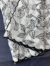 Soft kota checks saree with embroidery - SVWISS white & black