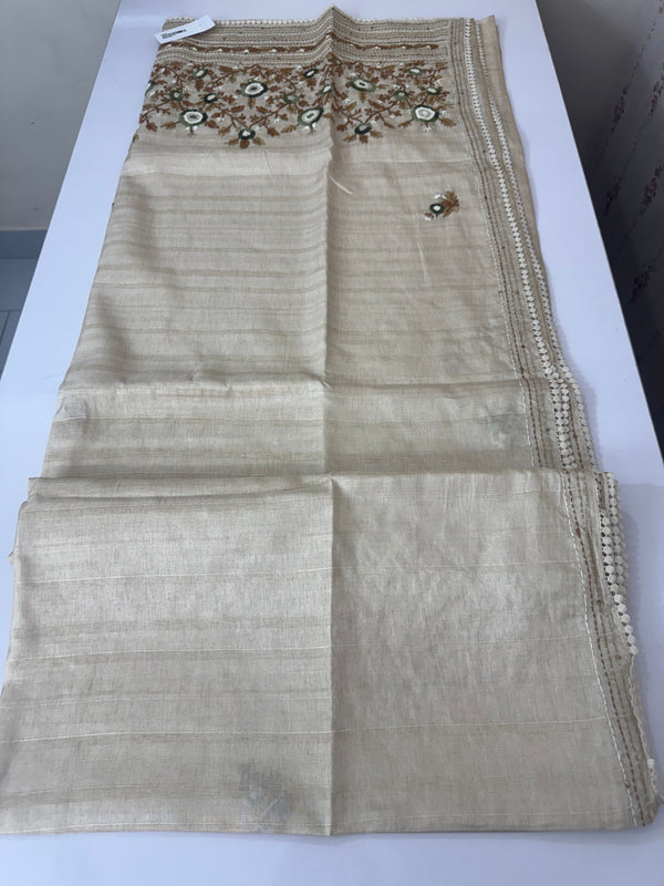 Kanta Handstitched Blended tussar silk saree MS90543