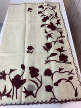 Tissue cotton applique work saree MS6743(1) - Maroon
