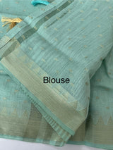 Semi chanderi saree with buttas MSF784 Pastel SeaGreen