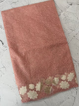 Soft Organza saree with thread work and tissue applique borders - MCW605 PastelPeach