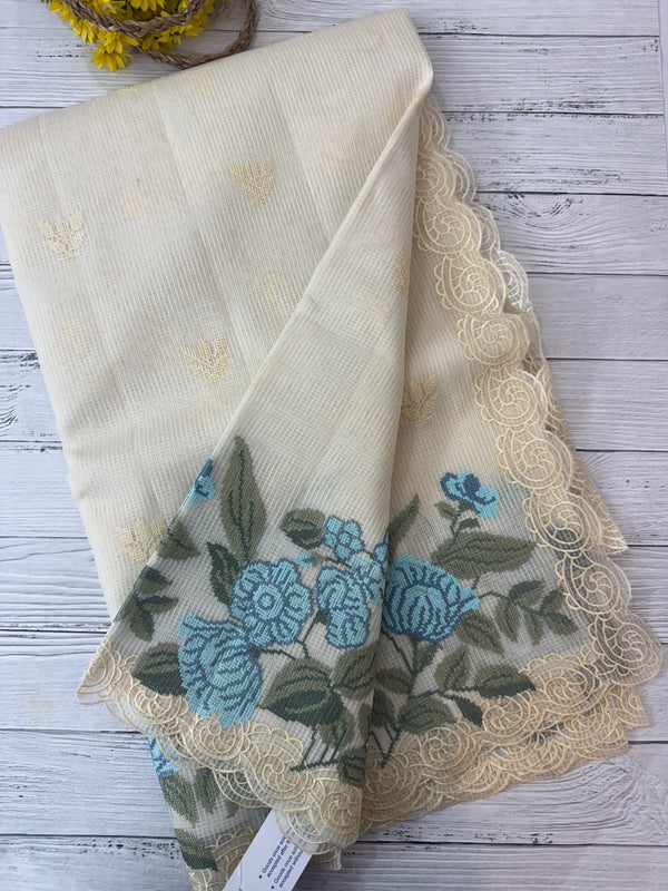 Kota silk cross stitch embroidery saree MS76432