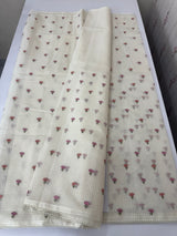 Moonga checks saree with embroidery MSH244 Offwhite