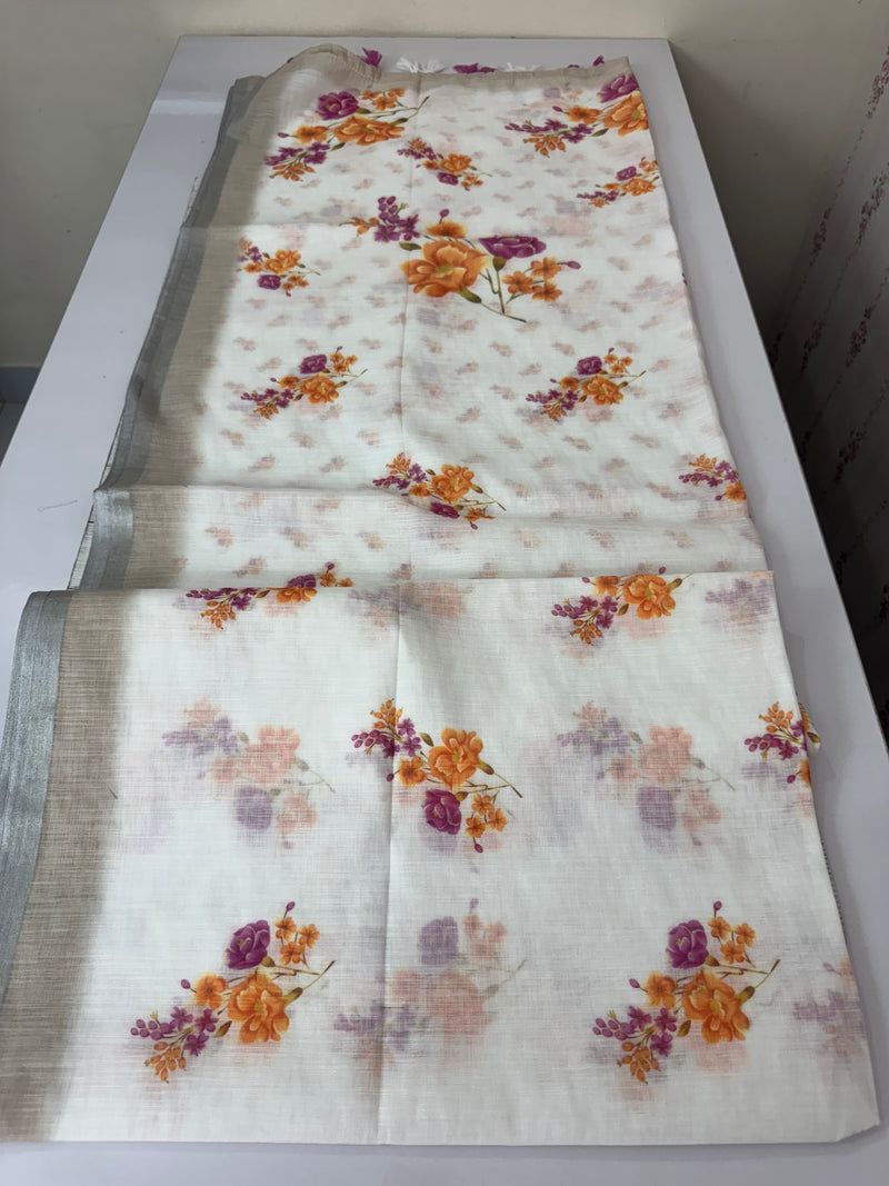 Digital printed semi Linen Saree MLS615- 22