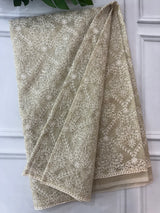 Embroidered Designer Tissue silk saree MTSS68 Offwhite