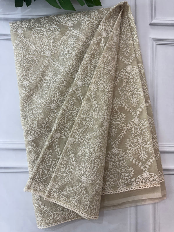 Embroidered Designer Tissue silk saree MTSS68 Offwhite