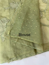 Organza saree with tissue applique work MK62 - Dusky Green