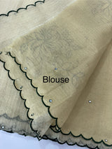 Copper Tissue silk saree with applique work MSH252
