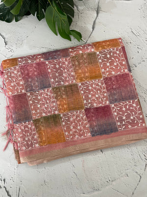 Tissue Silk embriodery saree MS49892