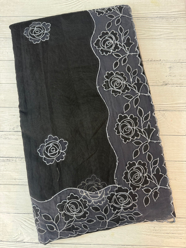 NetKota Applique work saree  MSH110- Black