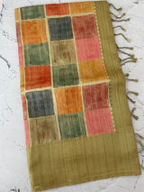 Semi soft Matka silk saree with borders MSS599