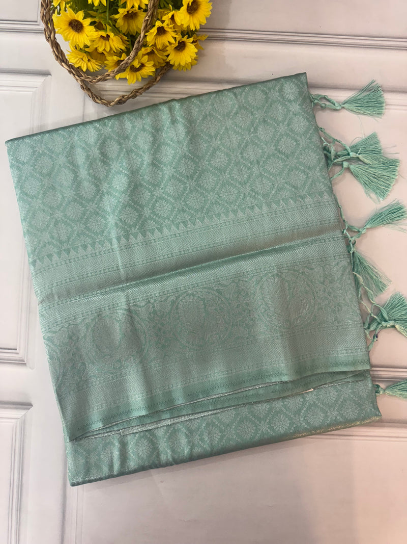 Brocade Banarasi silver weaving soft silk saree MS126771 PastelCyanBlue