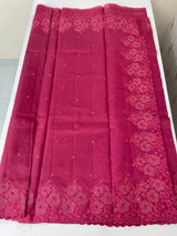 Crushed Matka Blended Tussar silk saree with embroidery MS4890- Cranberry
