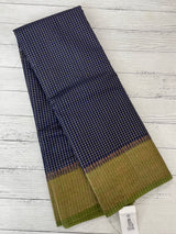 Semi silk saree with checks zari weaving MS81543- DarkBlue to Green