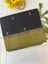 Jute tussar silk sarees with contrast pallu & brocade blouse MS1688