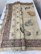 Blended Tussar embroidery and digital printed saree MSTS545