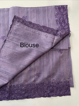 Blended tussar saree with cutwork - MSHK678 Purple