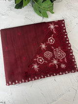 Cutwork Semi tussar saree MTSS674 DarkMaroon