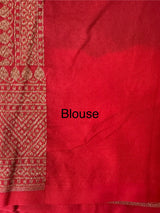 Banarasi semi katan saree with contrast border MKS455 OceanBlue to Red