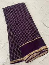Crepe chiffon georgette saree with checks MS40097 PURPLE