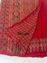 Pure Ajrakh Georgette saree MGS76 _ Red