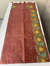 Crushed Blended tussar silk saree with embroidery- SNFCYEY BrownyPeach