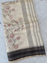 Blended tussar silk saree with embroidery- MSH490