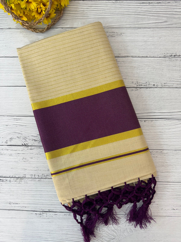 Kerala tissue saree- Gold checks