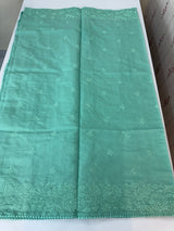 Malai chanderi saree with embroidery work MSM890 BlueGreen