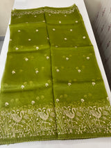 Silk organza saree with aari embroidery - MS14923