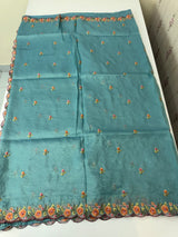 Crush Organza embroidery saree MS14567 Blue
