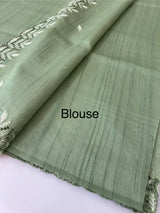 Blended tussar saree with cutwork - MSHK690 LightGreen