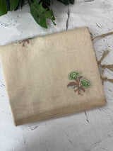 Tissue linen saree with embroidery MSL4900- Green flowers