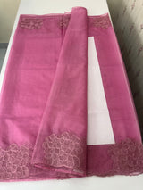 Semi organza saree with embroidery & scallop border - MSH901 Fuchsia Pink