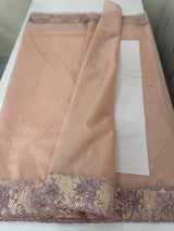 Soft Organza saree with cutwork tissue applique borders - MCW765