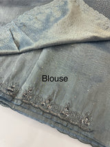 Handworked Designer tissue silk blend saree with sequins & cutdana work - MSHW270 MidnightBlue