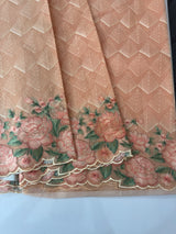 Phulkari NetKota embroidery saree - MPKS905 Peach