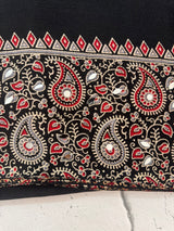 Semi modal silk saree with mirror work - MMB502 Black