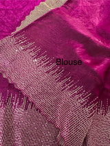 Soft Velvet Organza saree with embroidery borders - MOS4377