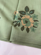 Blended matka tussar silk saree with embroidery - MS90654 DuskyGreen
