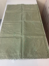 Tissue silk saree with foil work and cutdana scalloped border 
MTSS432 - DuskyGreen